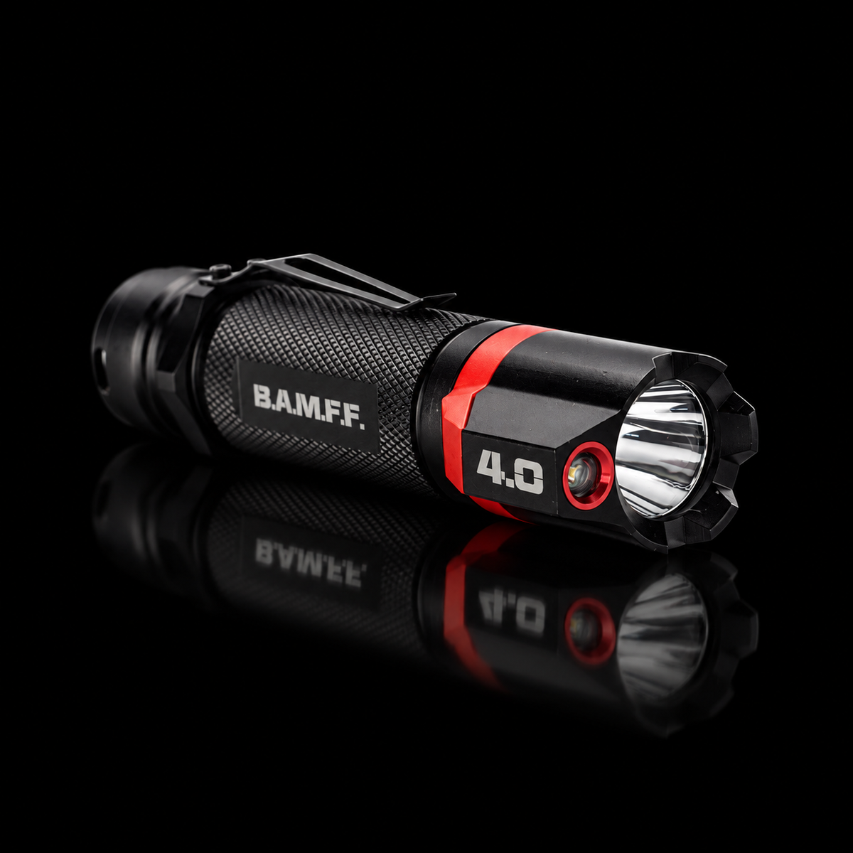 BAMFF 4.0 flashlight front view on black