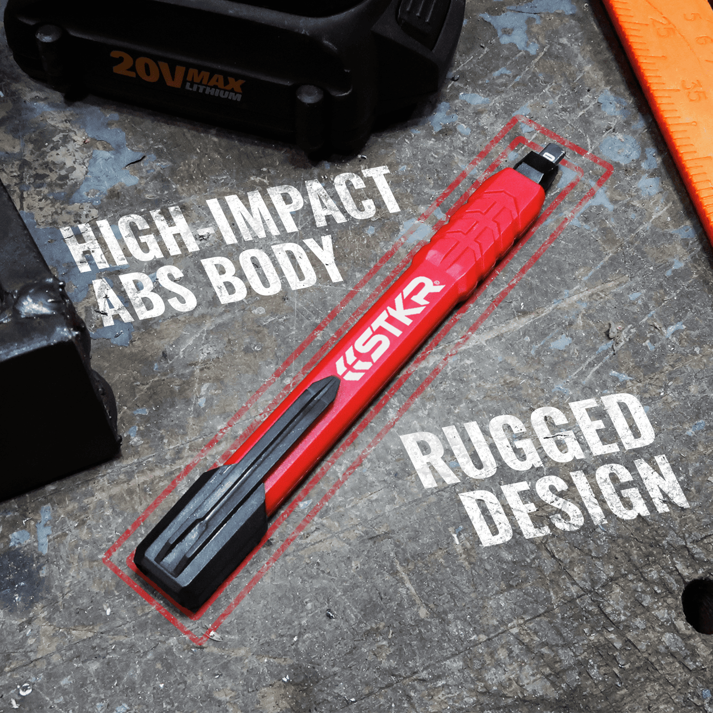 Close up of a Mechanical Carpenter Pencil with callouts