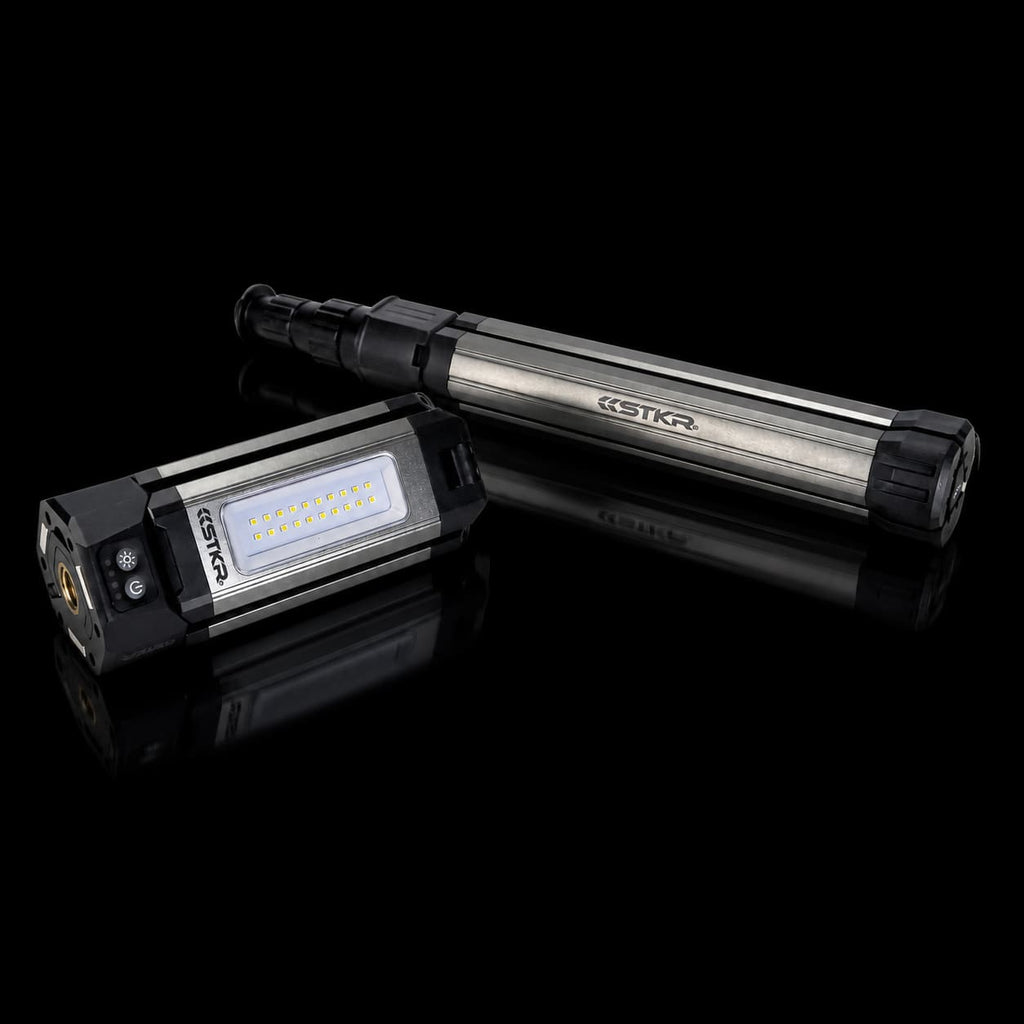 TRi-Mobile Area Work Light - Rechargeable Shoplight with Triple Pivoting LED Light Heads by STKR Concepts - tripod stand unscrews from light