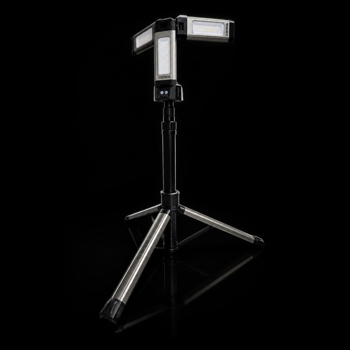 TRi-Mobile Area Work Light - Rechargeable Shoplight with Triple Pivoting LED Light Heads by STKR Concepts - on tripod stand